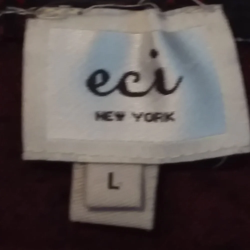 ECI New York Women's Long Skirt Size L Black Red Floral Print Career‎ Party